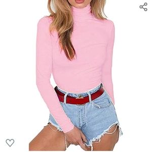 Fleece-lined Pink Turtleneck bodysuit